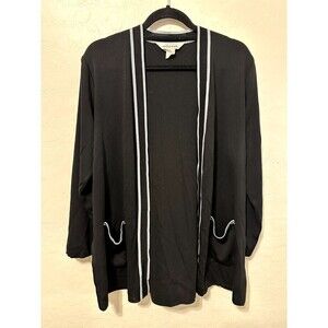 Exclusively Misook Woman's Open Front Cardigan Size 2X Minimal Office Preppy